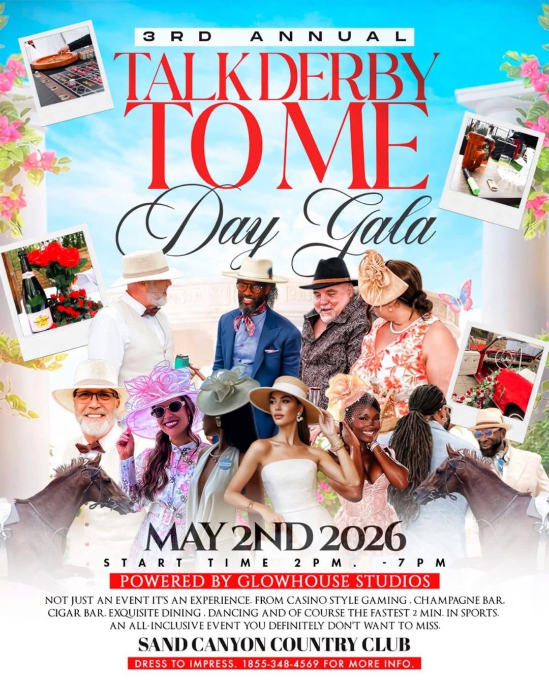 The 3rd Annual 'Talk Derby to Me' watch party returns to Santa Clarita at the Sand Canyon Country Club 🐎 Drinks, Bites, Live Music, Live Artist and much more Hosted by @glowhousegaming