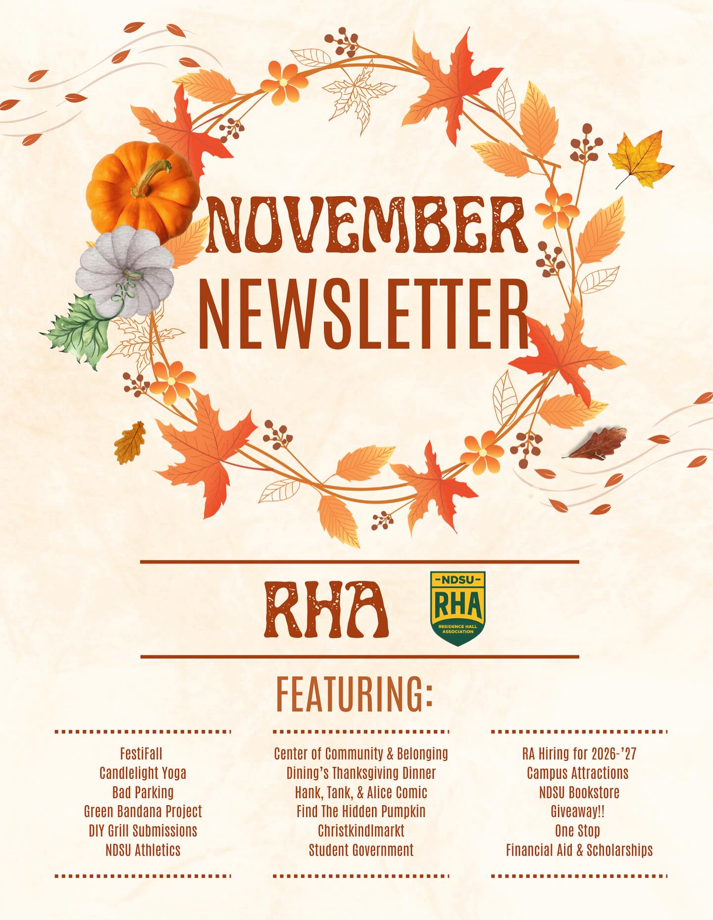 The November Newsletter... - NDSU Residence Hall Association | Facebook