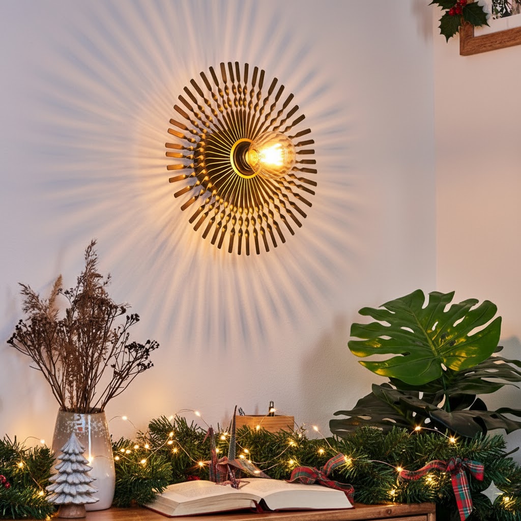 Festliche Beleuchtung✨ Die Wandleuchte in Gold-Schwarz im Retro/Art Deco-Stil setzt dekorative Lichtpunkte und schafft eine stilvolle Kulisse für die Weihnachtszeit