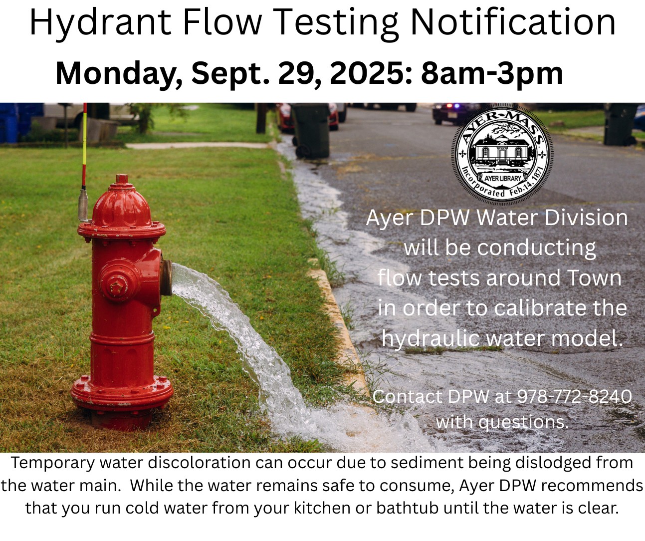 Town - Please be advised that the Ayer DPW Water Division will be ...
