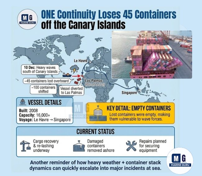 Marine - 🌊 ONE Continuity Loses 45 Containers off the Canary Islands ...