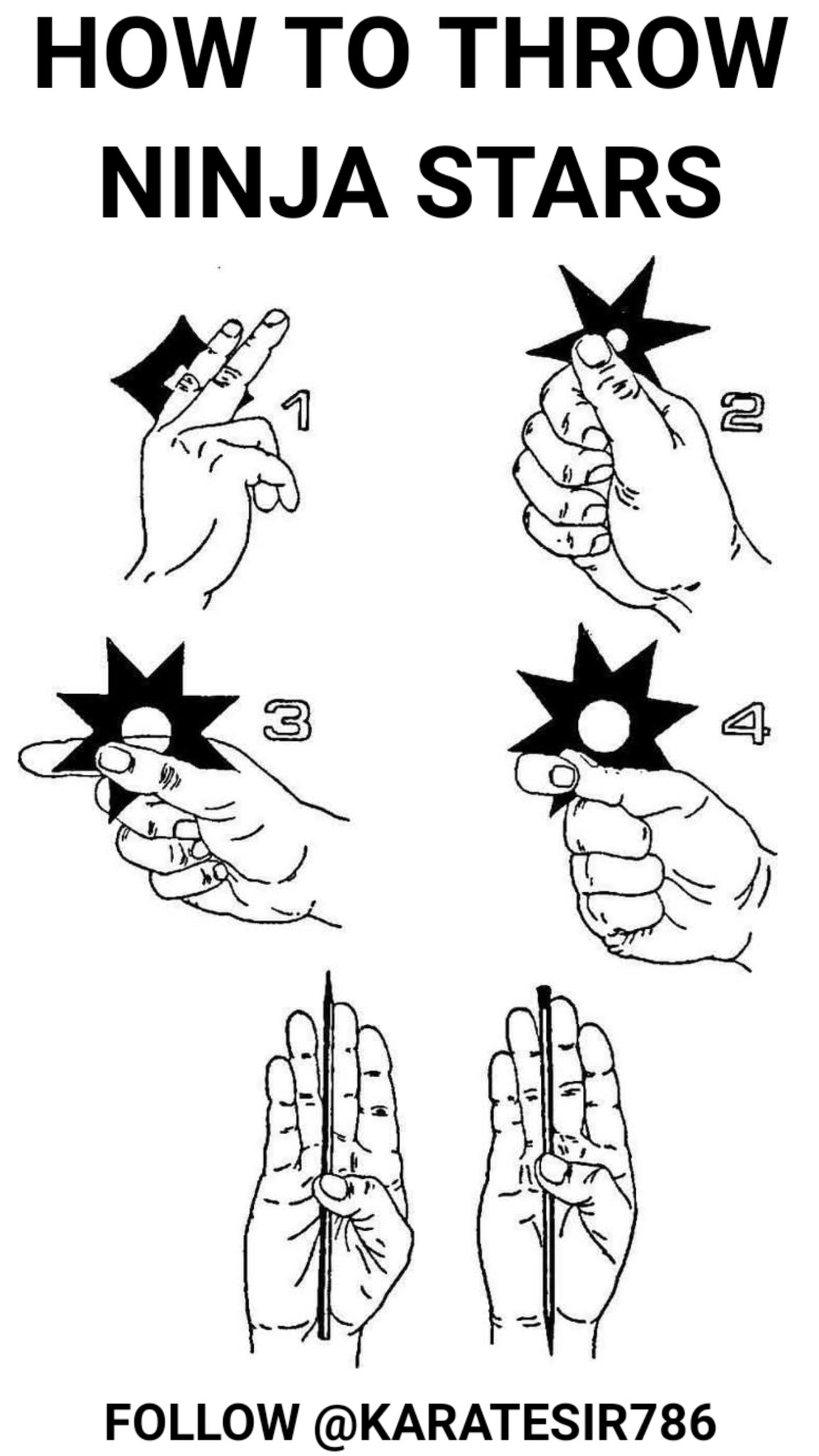 KARATE - This image is a guide on how to throw ninja stars, also known ...