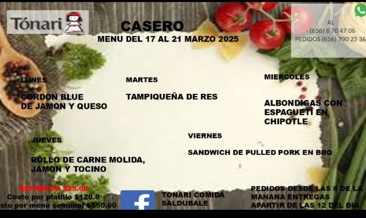 Menú de la semana... - Tonari Comida Saludable a Domicilio | Facebook