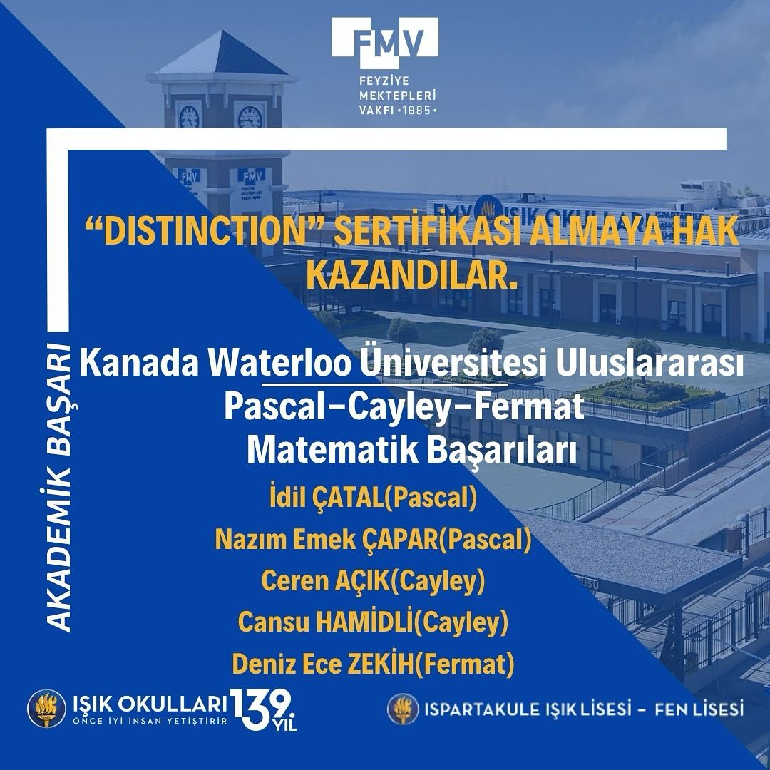 Işık - Waterloo Üniversitesi Uluslararası Matematik Yarışmalarında ...