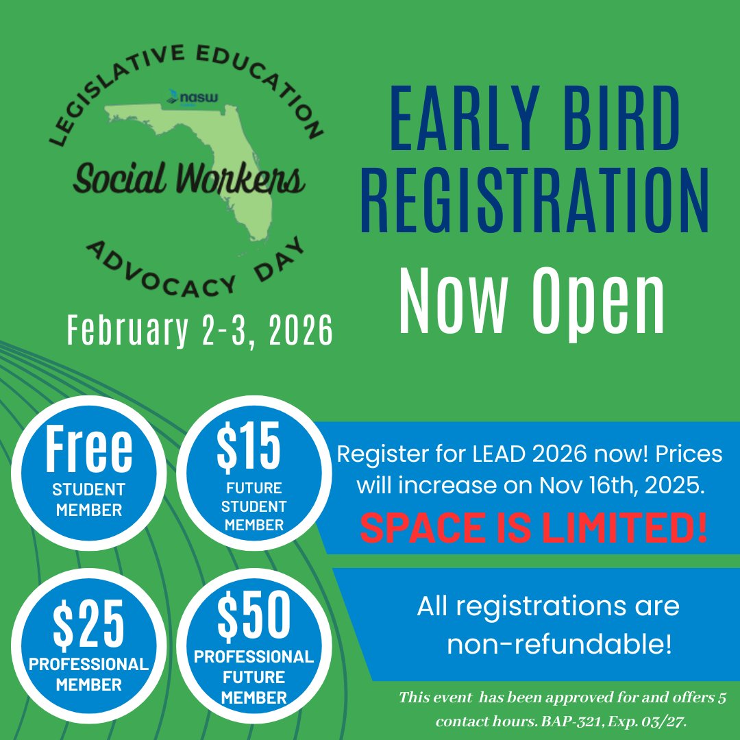 NASW - Attention All Members!! Early Bird Registration is now open for ...