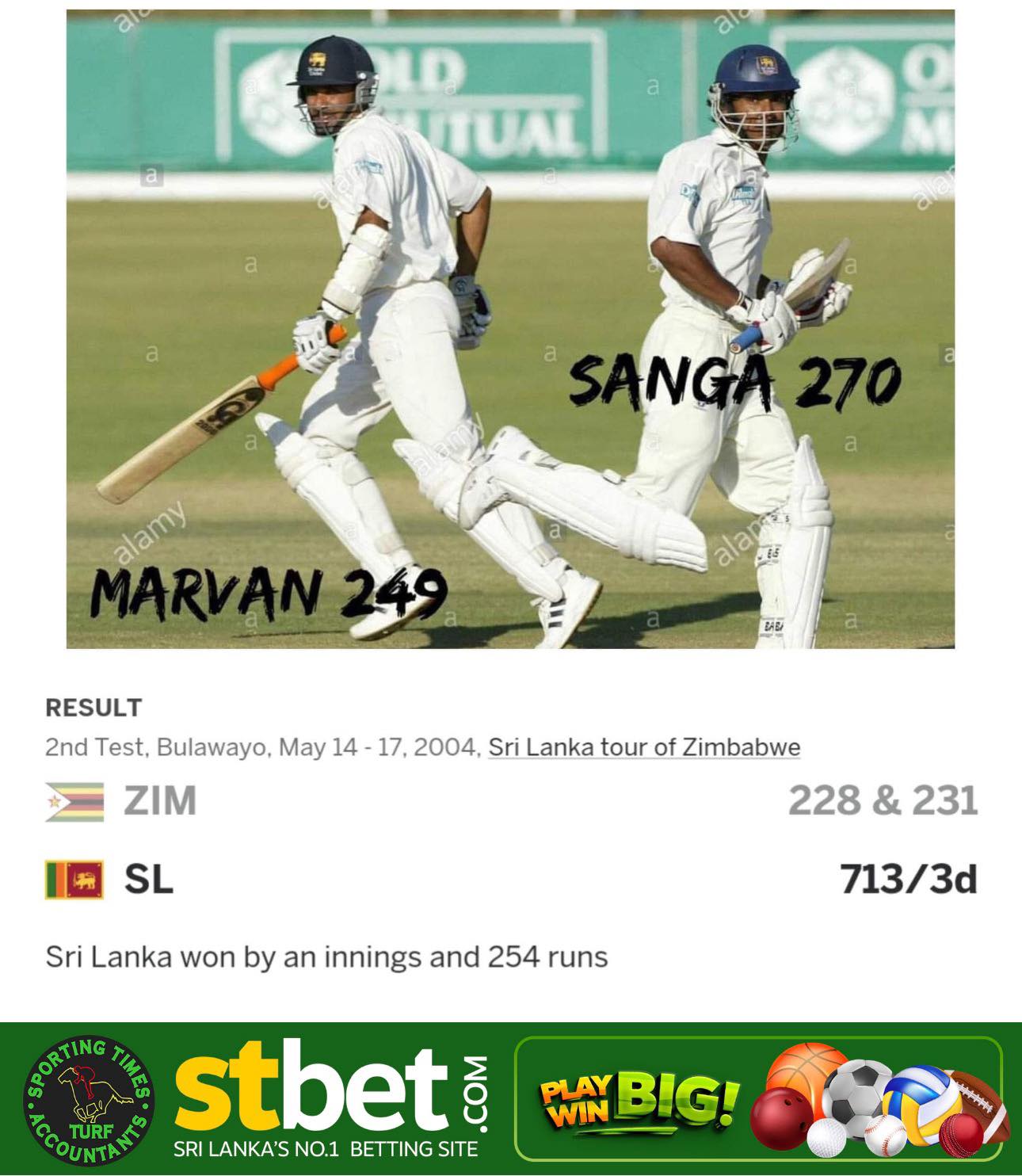 Lankan - 21 years ago, on this day, during the 2nd Test against ...