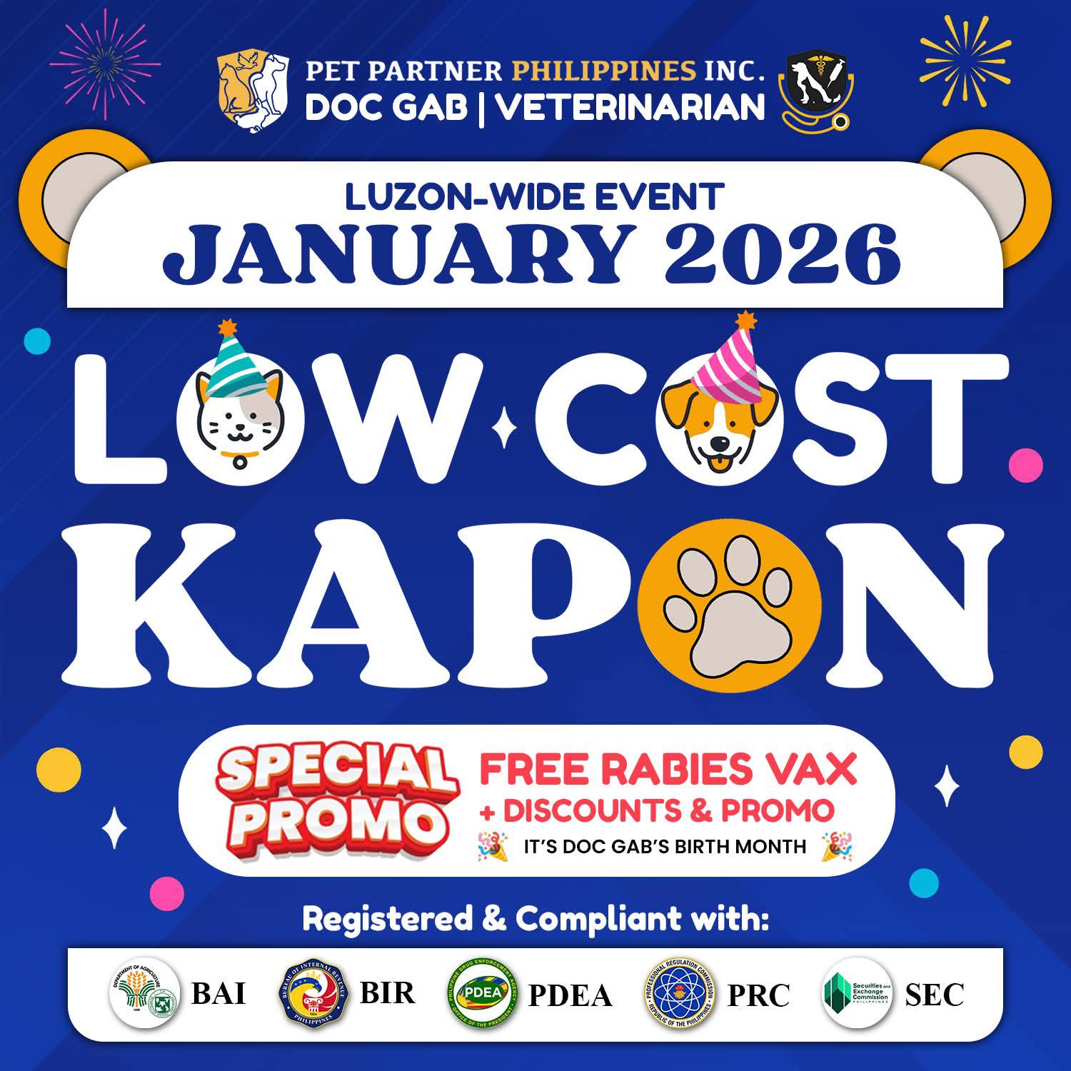 𝐉𝐀𝐍𝐔𝐀𝐑𝐘 𝟐𝟎𝟐𝟔 | 𝐋𝐎𝐖-𝐂𝐎𝐒𝐓 𝐊𝐀𝐏𝐎𝐍 |... - Doc Gab - Veterinarian | Facebook