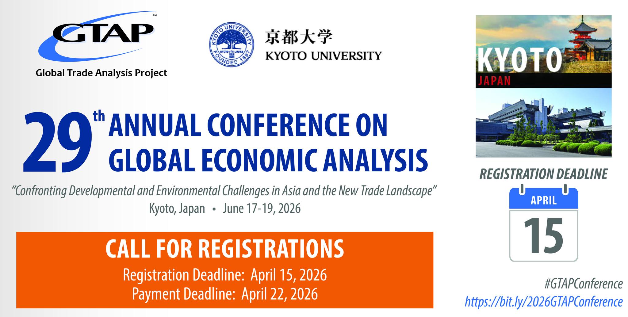 GTAP - #GTAPConference - Call for Registrations #Kyoto,... | Facebook