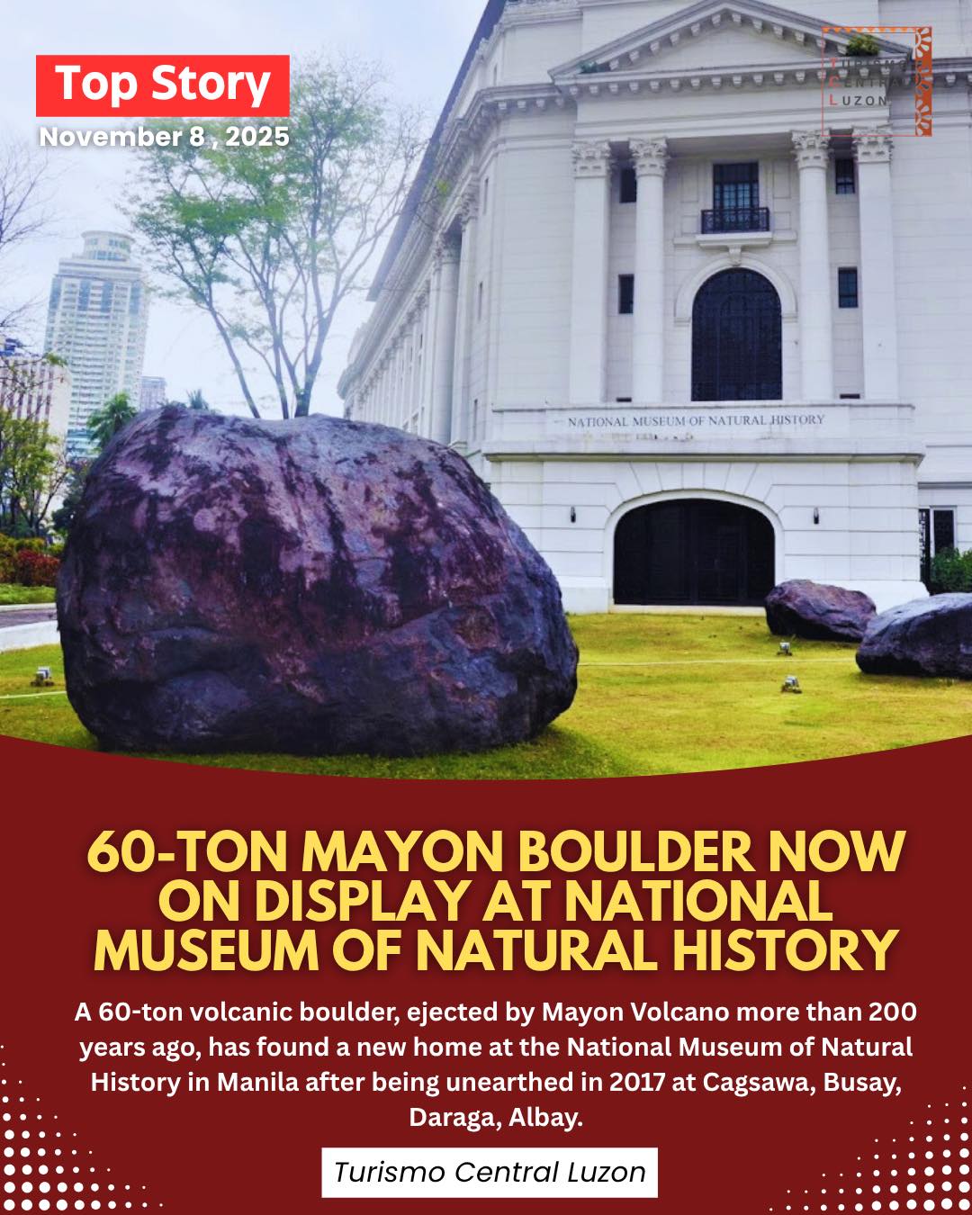 Turismo - LOOK: 60-TON MAYON BOULDER NOW ON DISPLAY AT NATIONAL MUSEUM ...