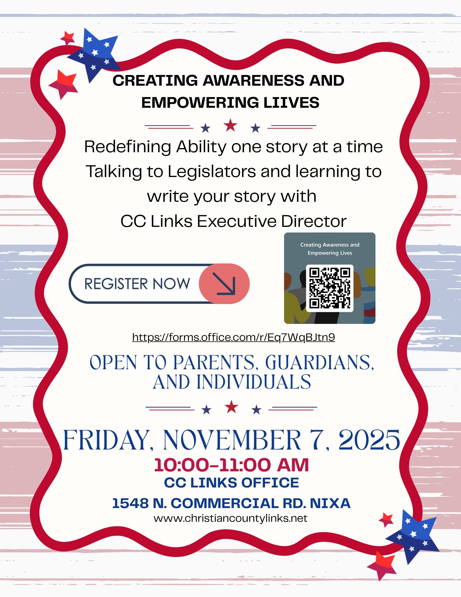 CC - Register today! Looking for Individuals, Parents and/or Guardians ...