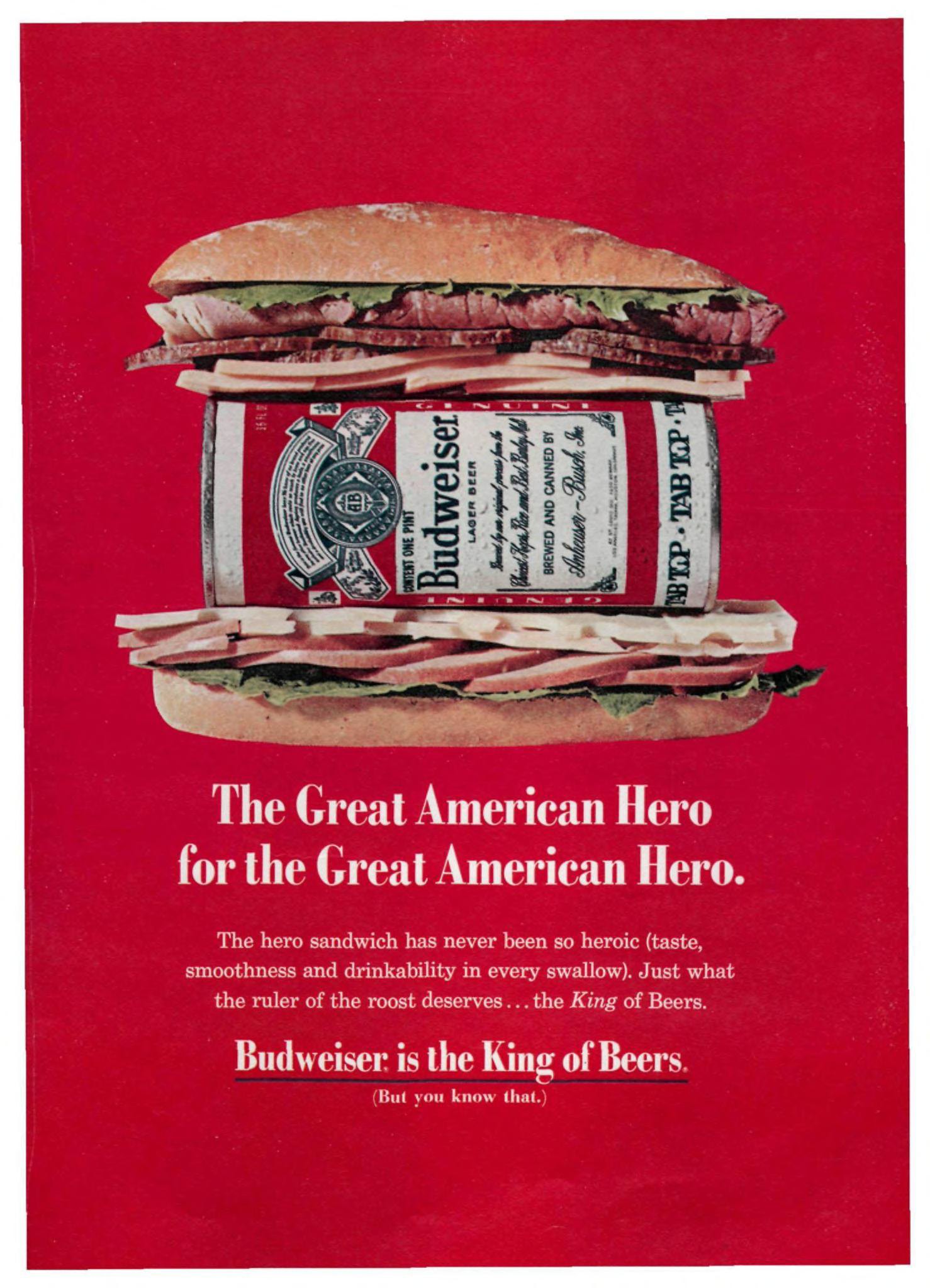 1970 Budweiser Lager Beer 12oz Tab Top Can