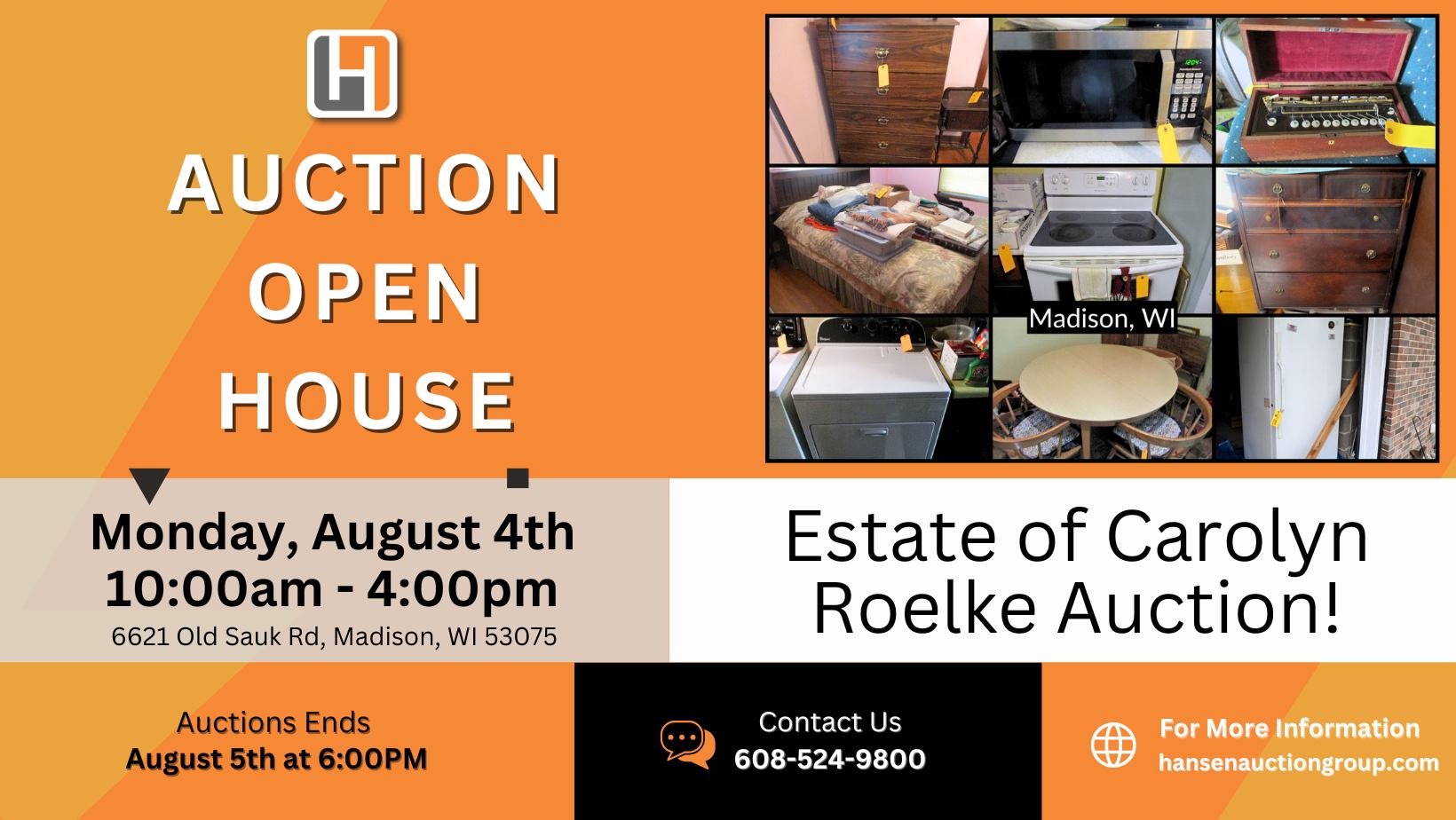 Open House and Auction Preview | Madison, WI Auction