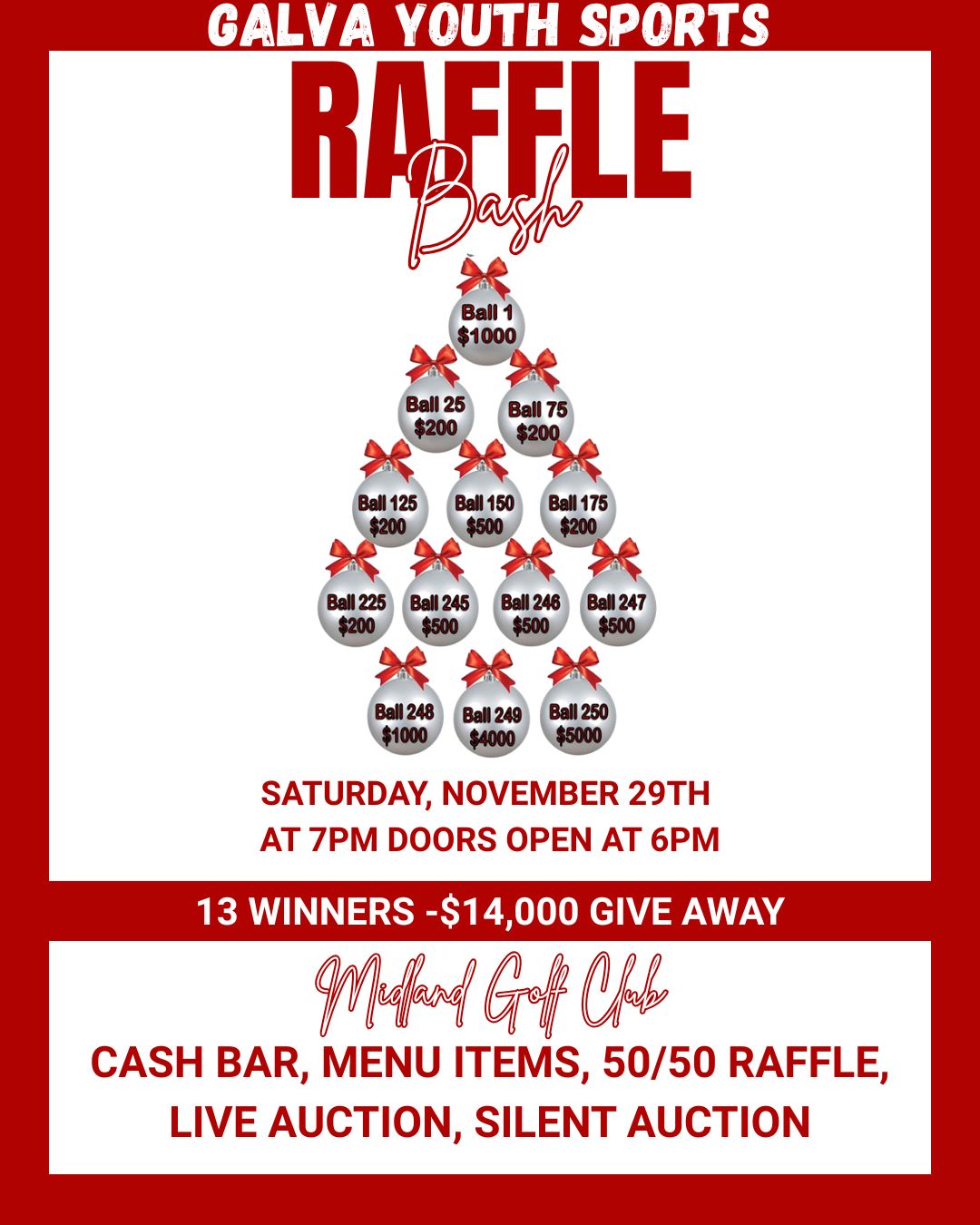 Raffle Bash letters are... - Galva Youth Sports Association | Facebook