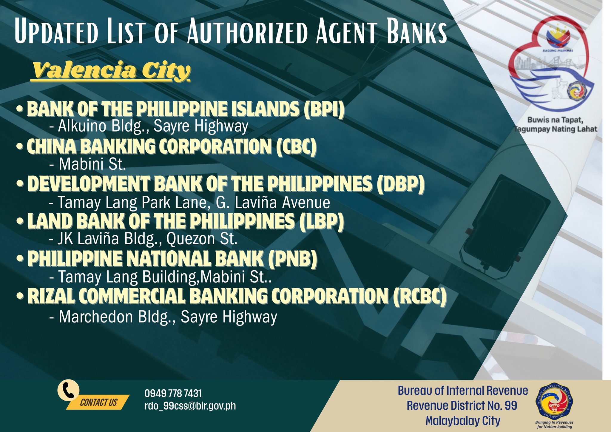 BIR RDO 99 Malaybalay City - Tax Reminder to all candidates of the ...
