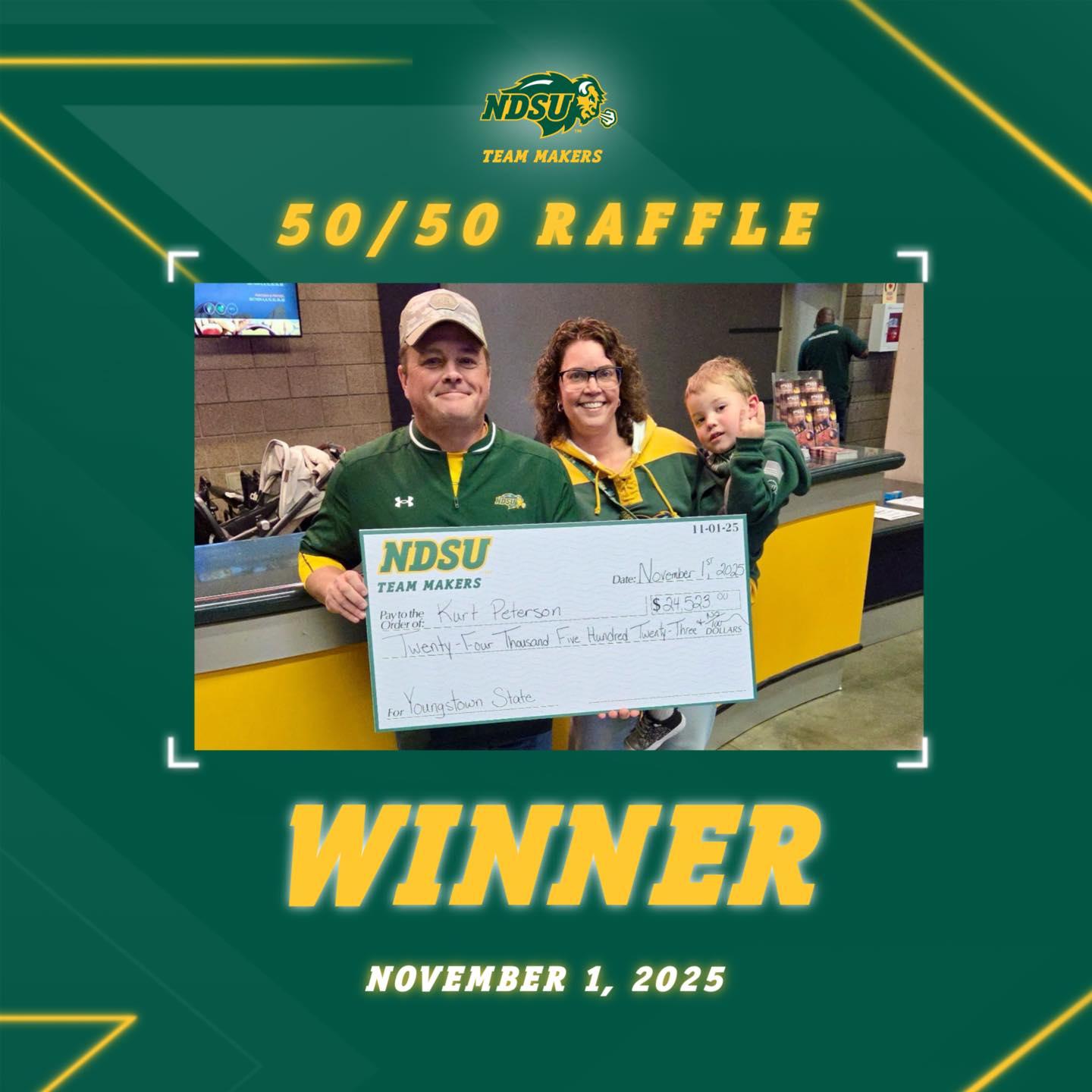 Congrats to our 50/50 raffle winner... - NDSU Team Makers | Facebook