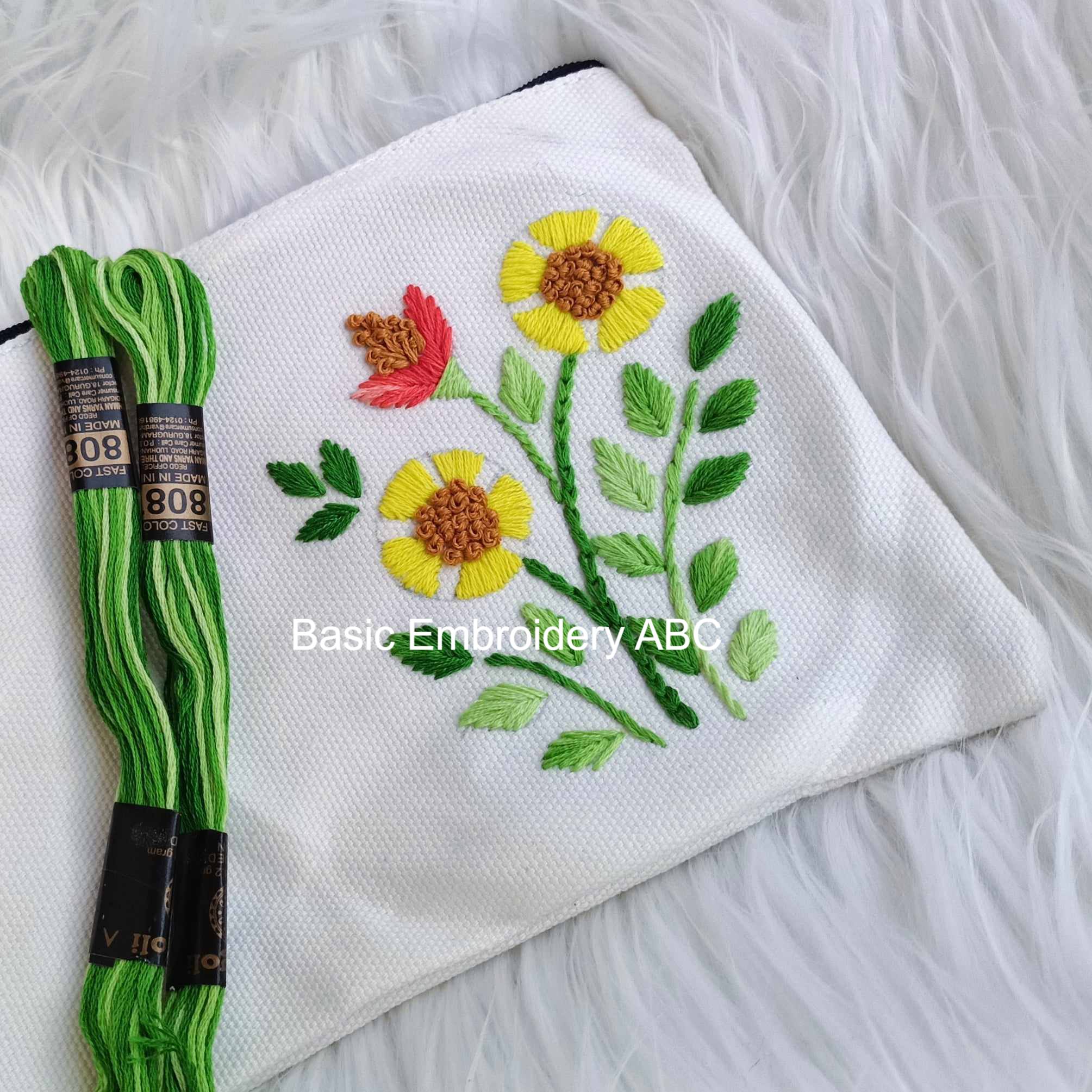 Basic Embroidery ABC - basic hand embroidery stitches pouch bag | Facebook