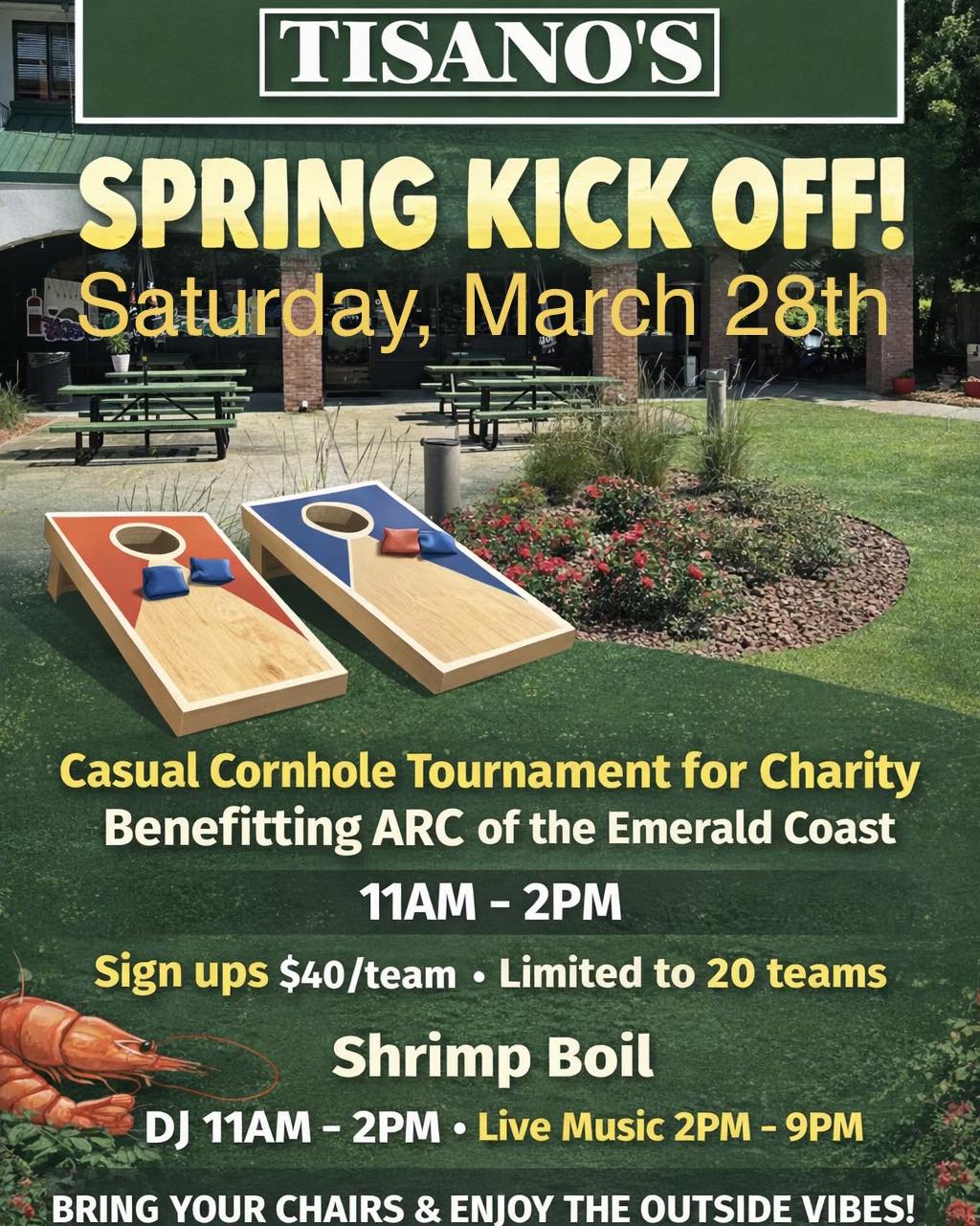 Tisano’s Spring Kick Off with cornhole tournament