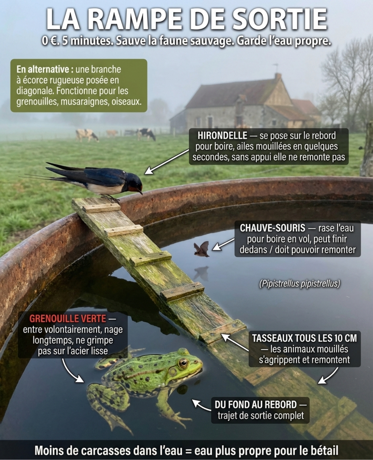 Rampe De Secours Animaux Piscine - Protection Grenouilles Lézards Oiseaux - Échelle Sauvetage