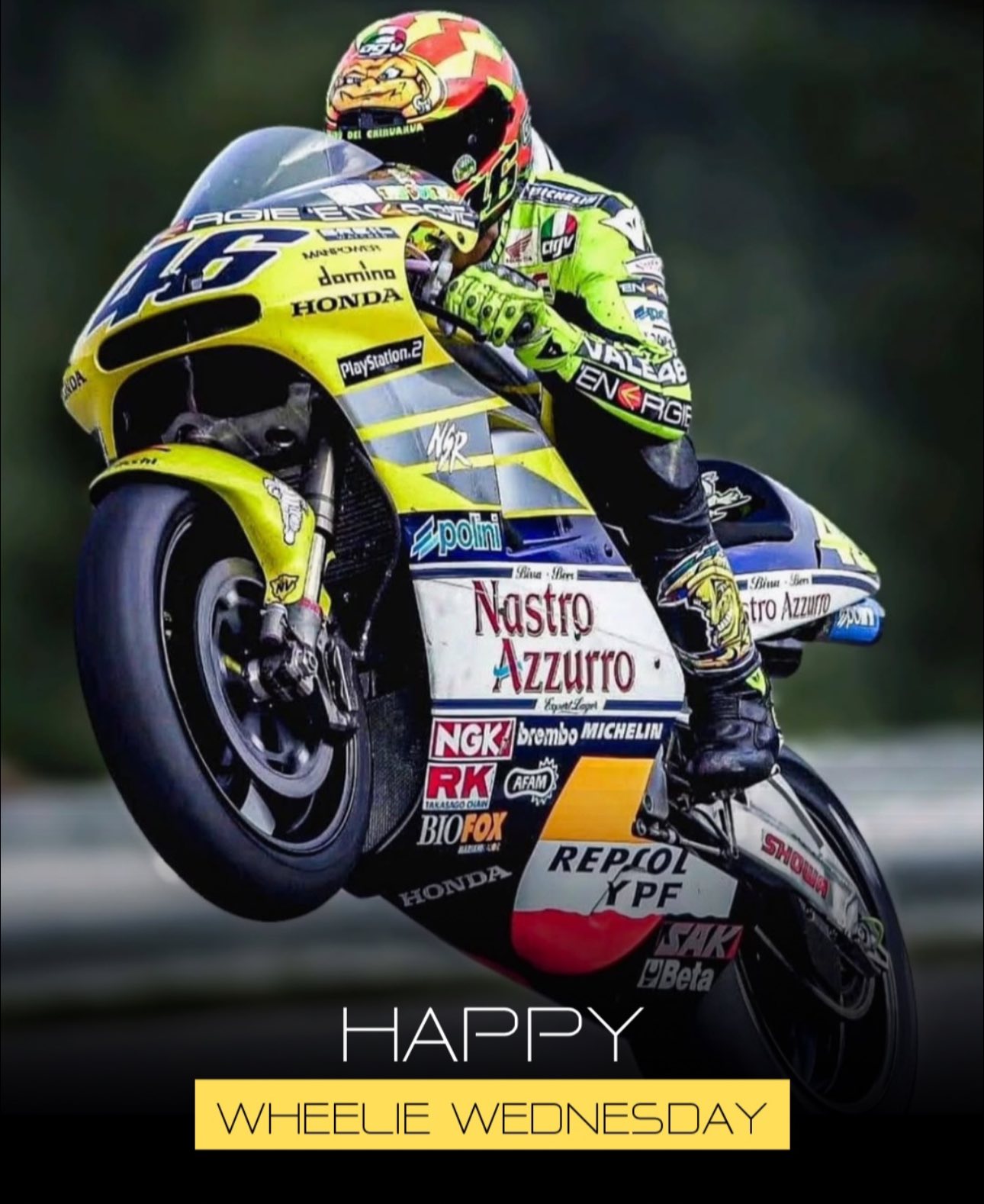 WheelieWednesday Valentino Rossi #46 🇮🇹 - Honda RC211V (Repsol