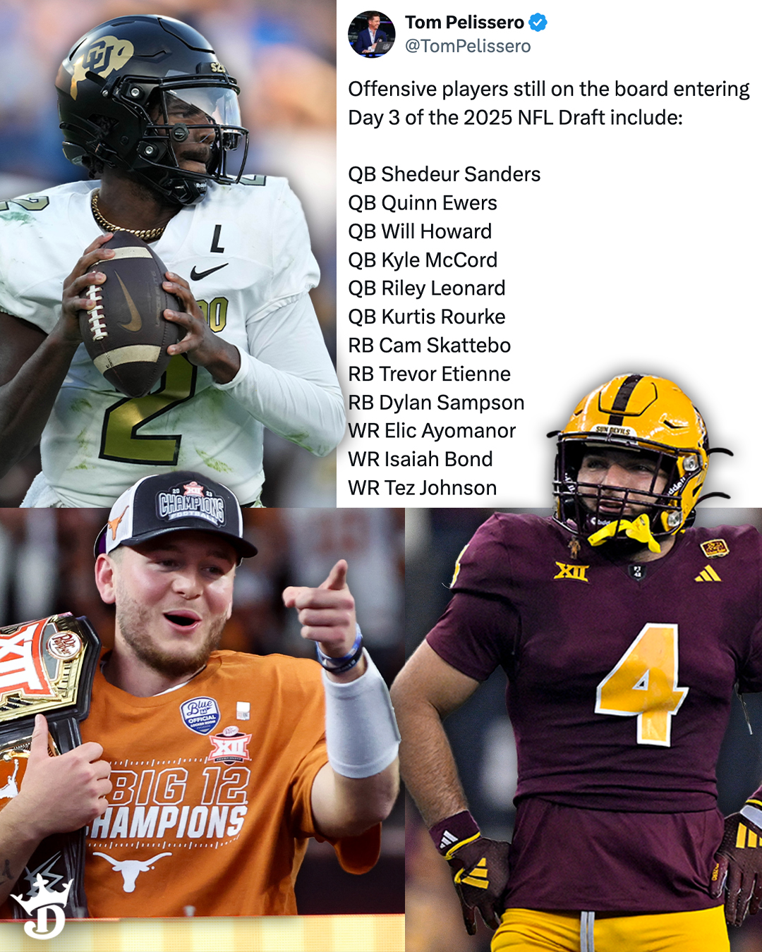 DraftKings - Shedeur Sanders, Quinn Ewers, and Cam... | Facebook