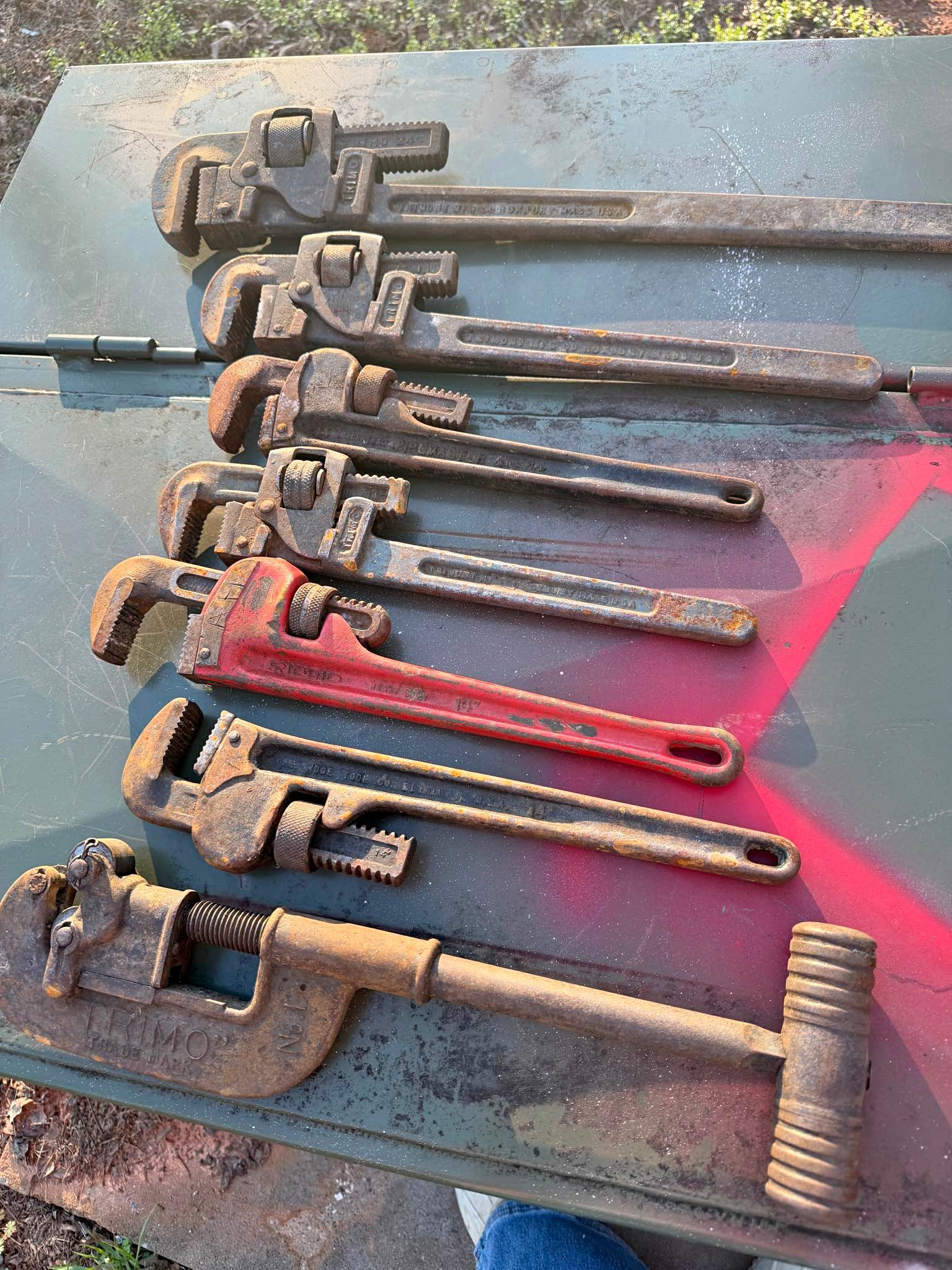 🔧 Vintage RIDGID & TRIMO USA Pipe Wrench / Cutter Lot – 7 Heavy Duty ...