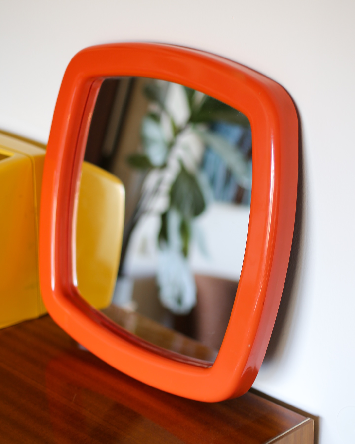 For sale: French Space Age Mirror in Amber Plastic by Syla, 1970s 