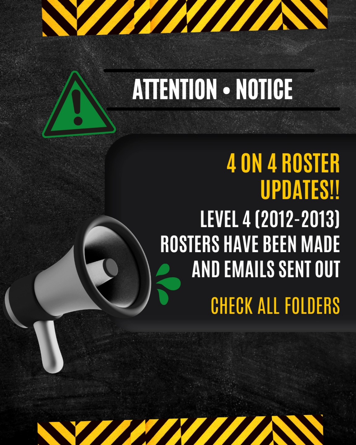 Northumberland - Level Four rosters are complete, and emails are sent ...