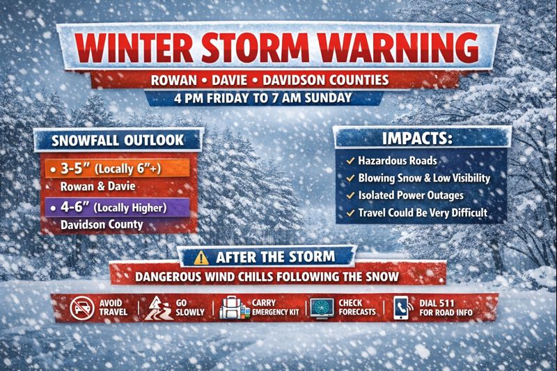 🚨 WINTER STORM WARNING – Rowan,... - Rowan County Weather | Facebook