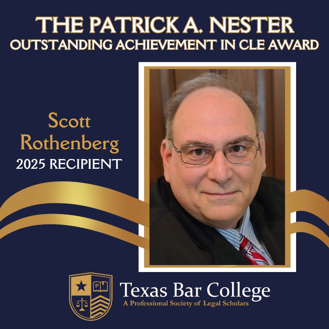 Texas - 🏆Congratulations to Scott Rothenberg – 2025 Patrick A. Nester ...