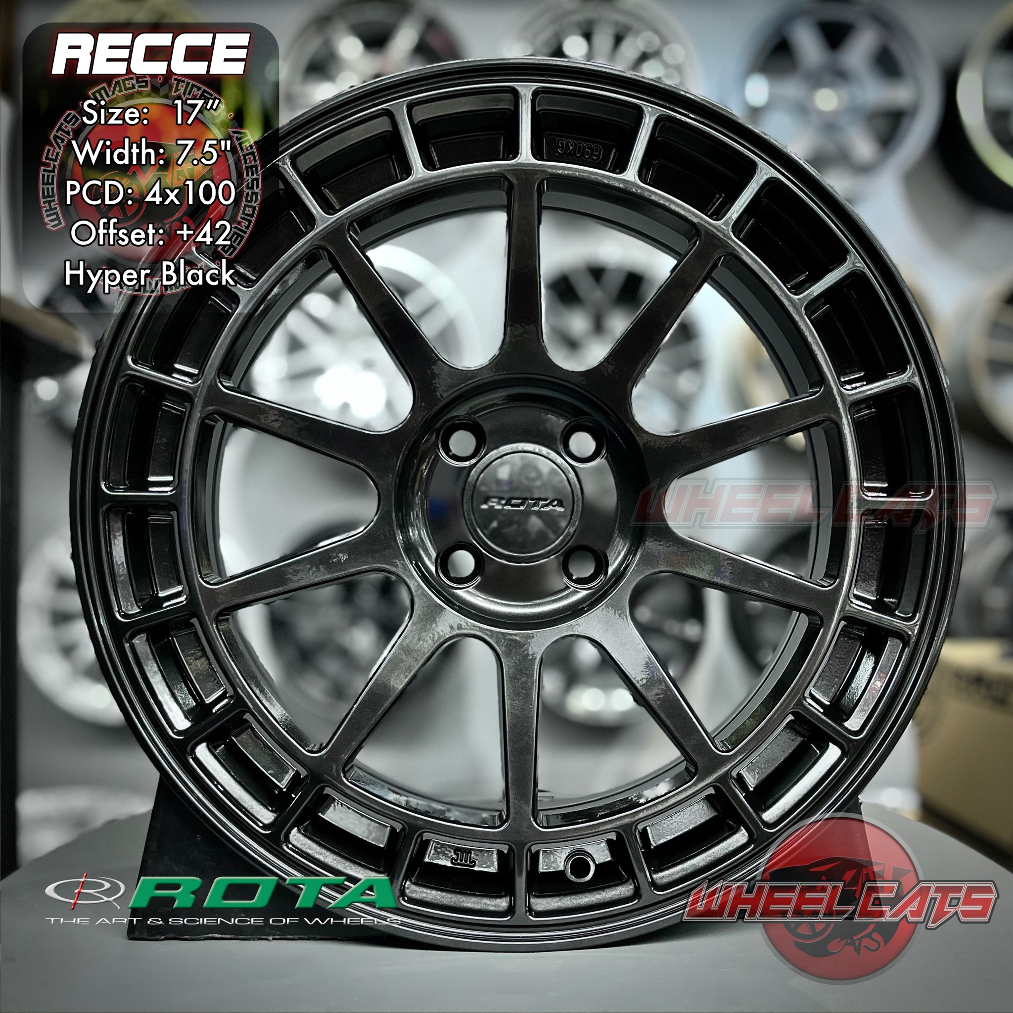 WheelCats - ROTA Recce 17x7.5 in Hyper Black 🖤🖤🖤 ALL-IN PACKAGE with ...