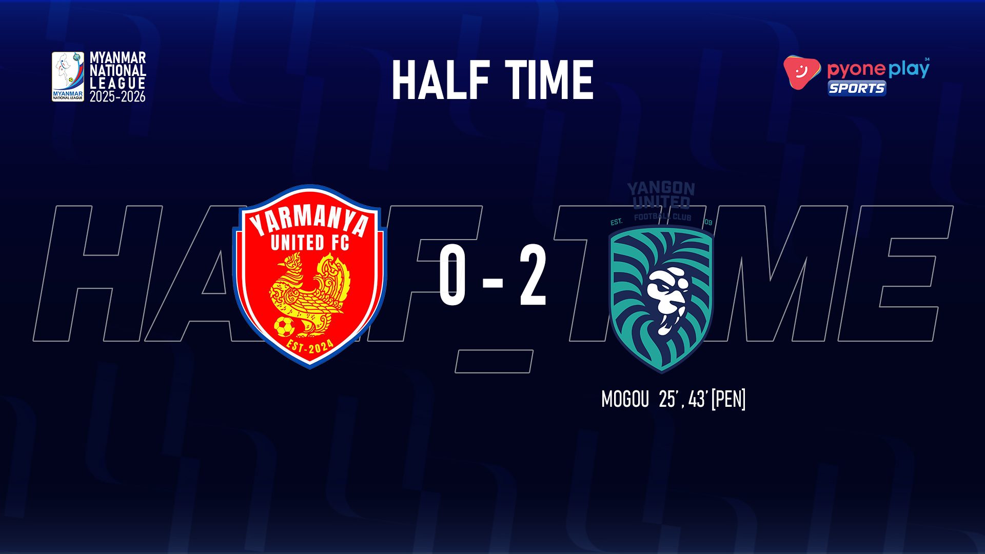 Pyone - Half Time Result, Myanmar National League 2025-2026, Week – 5 ...