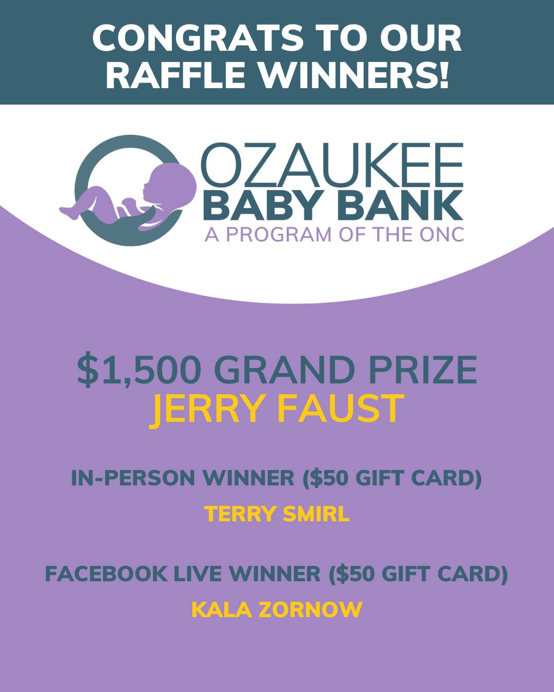 Ozaukee - 🎉 Congratulations to our Ozaukee Baby Bank Raffle Winner 🎉 👏 ...