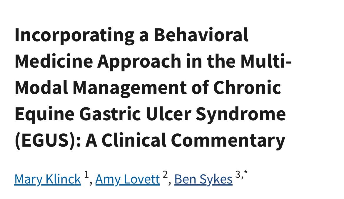 Equine - Incorporating a Behavioral Medicine Approach in the Multi ...