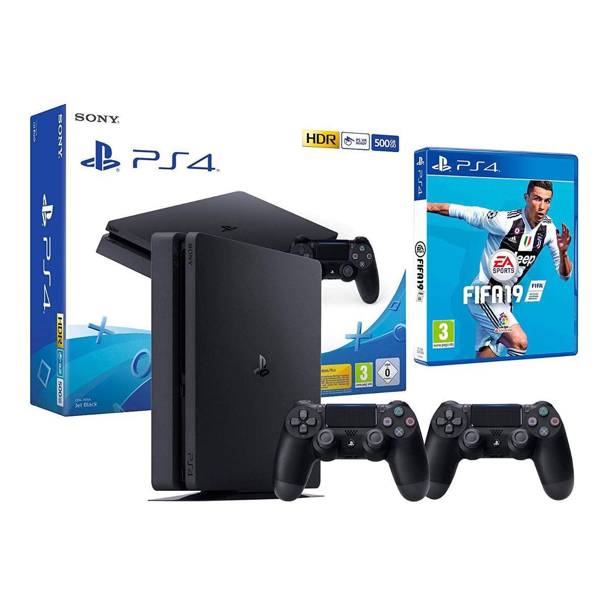 Sony PlayStation 4 Slim - 500GB - Fifa 19 Arabic - 2 Controller 