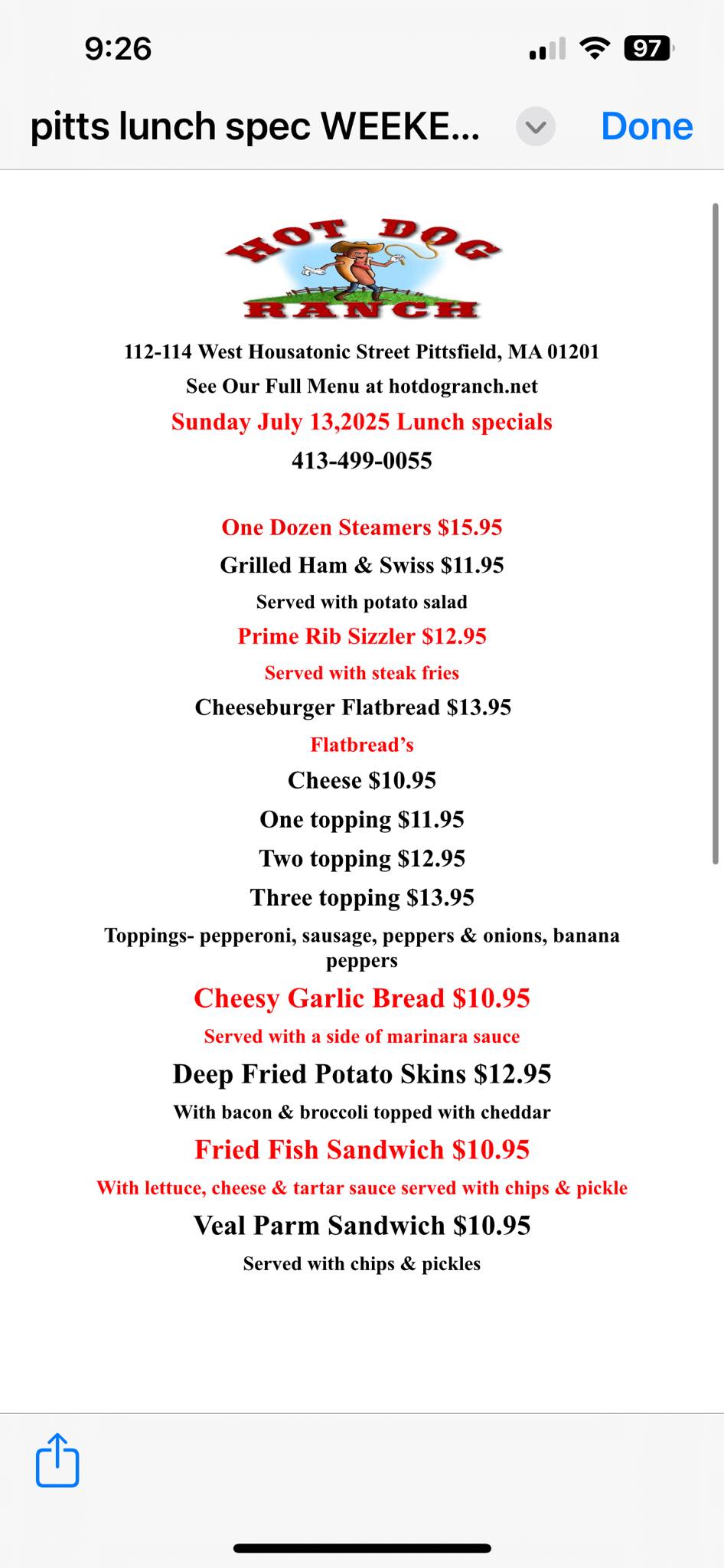 Hot Dog Ranch | Pittsfield MA