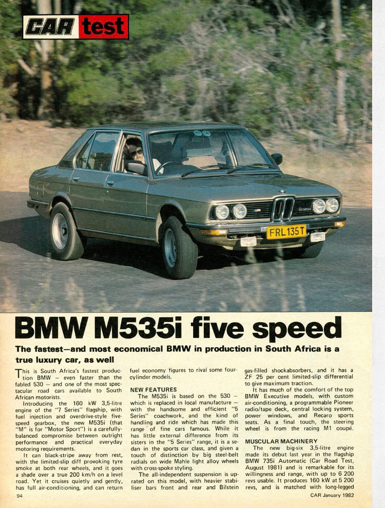 CAR test BMW M535i (E12) South Africa 🇿🇦 Early 1980's Too
