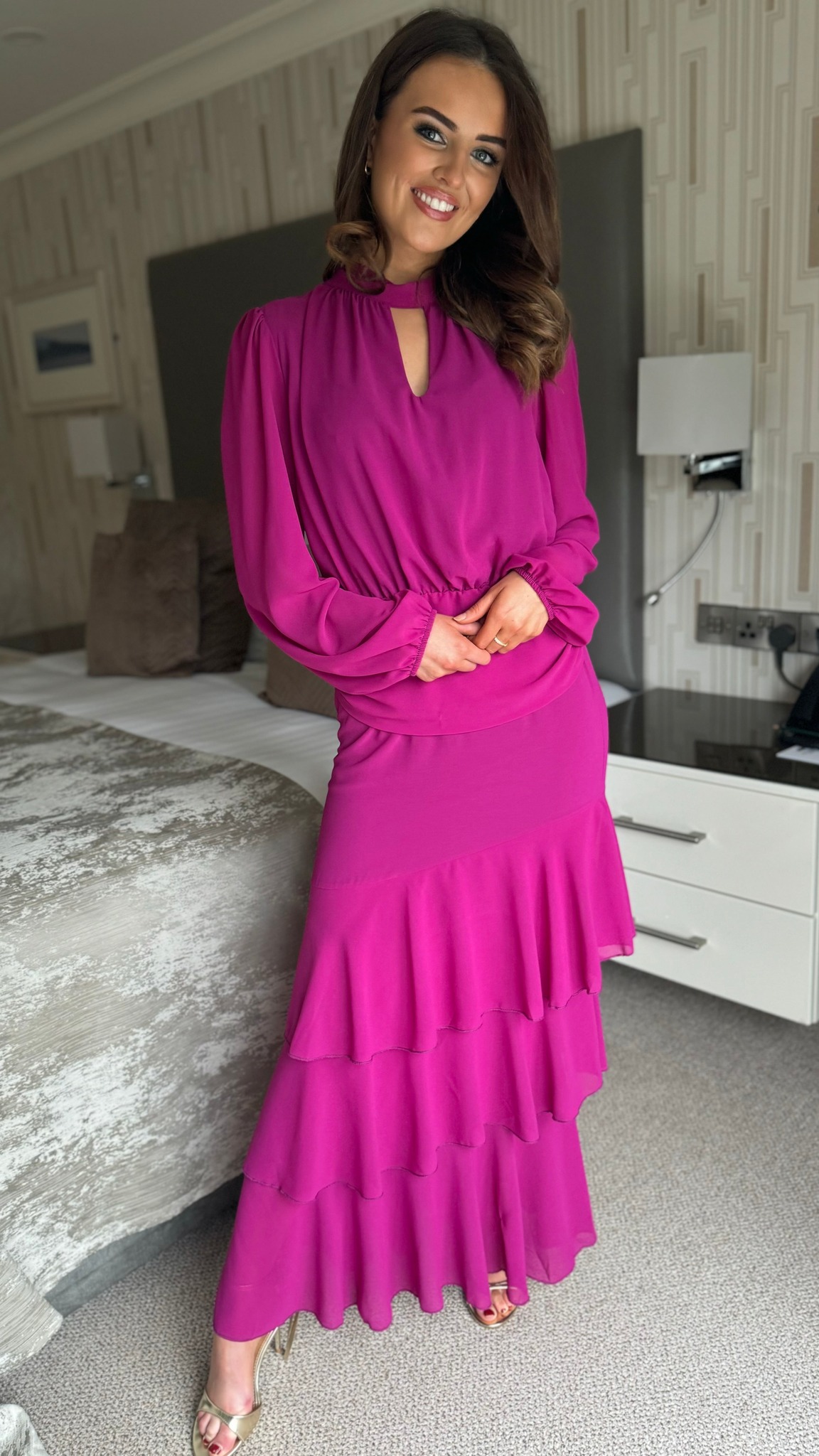 bridesmaid rose gold dresses Satin Dress Prom Dress Brown XS Billie by Grace Loves Lace Size-US:8 shoulder bridesmaid dress. venngroup:sevila Polka Dot Dress for