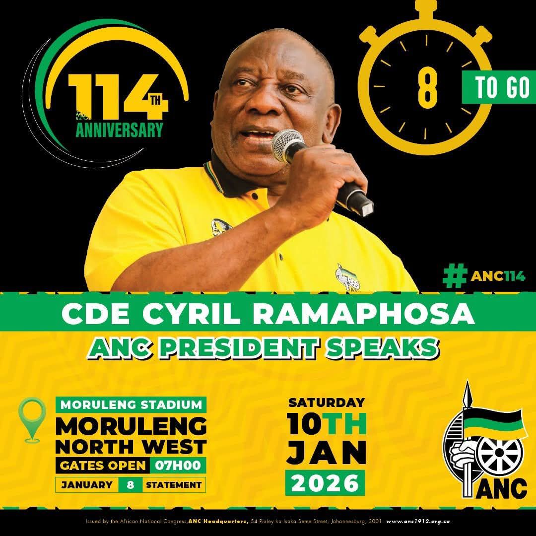 ANC - 8 days to go until ANC President, Cyril Ramaphosa, delivers the ...