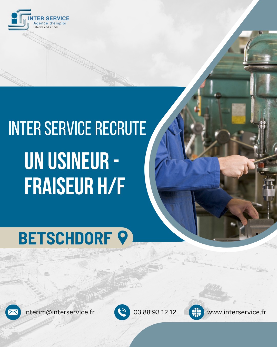 Inter - 🔧𝗜𝗻𝘁𝗲𝗿 𝗦𝗲𝗿𝘃𝗶𝗰𝗲 recrute un Usineur-fraiseur H/F🔧 📍À Betschdorf 🏭 ...