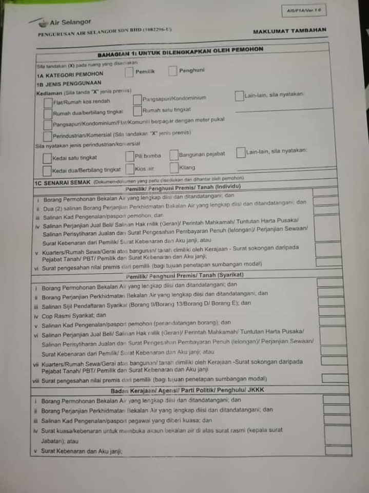 Pemberitahuan Borang Baru Berkuatkuasa 12 09 2019 Borang Permohonan Bekalan Air Dengan Pengurusan Air Selangor Sdn Bhd Boleh Didapati Di Di Ibu Pejabat Kuala Lumpur Dan Semua Wilayah Setiap Daerah Di Negeri Selangor