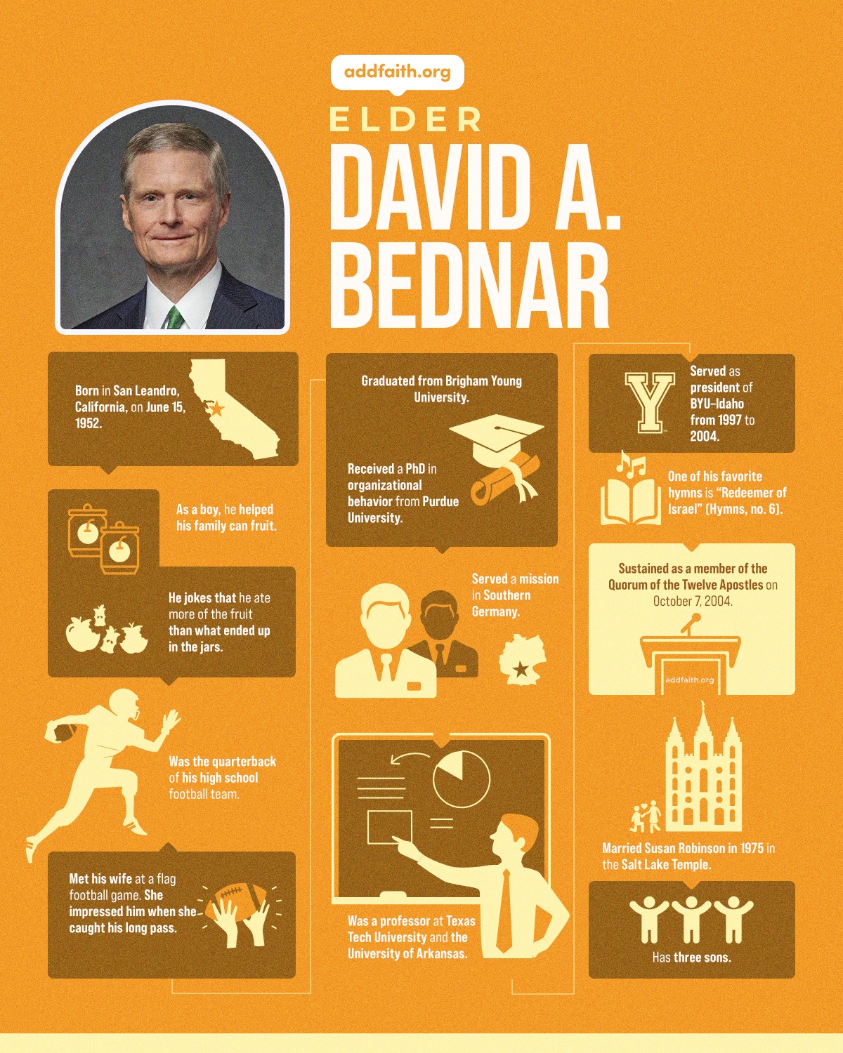 Add - Elder David A. Bednar has dedicated his life to helping others ...