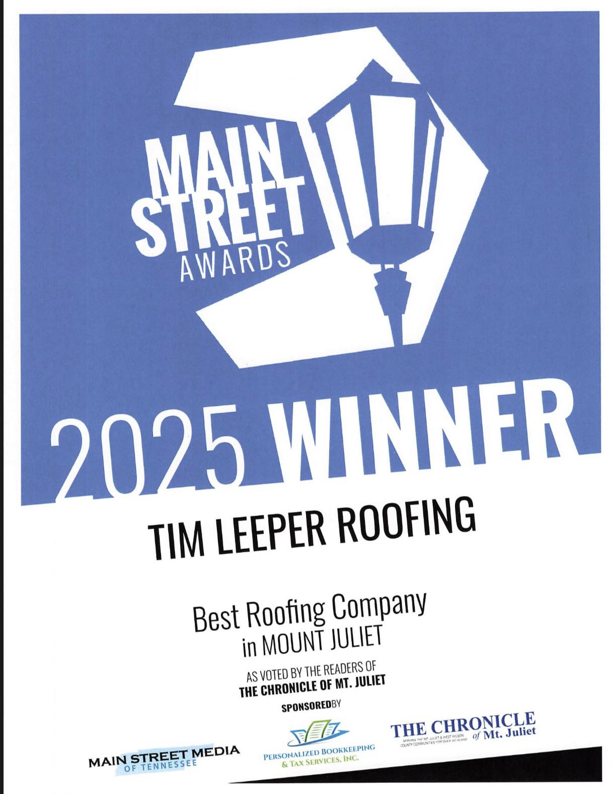 Tim Leeper Roofing was awarded The... - Tim Leeper Roofing | Facebook