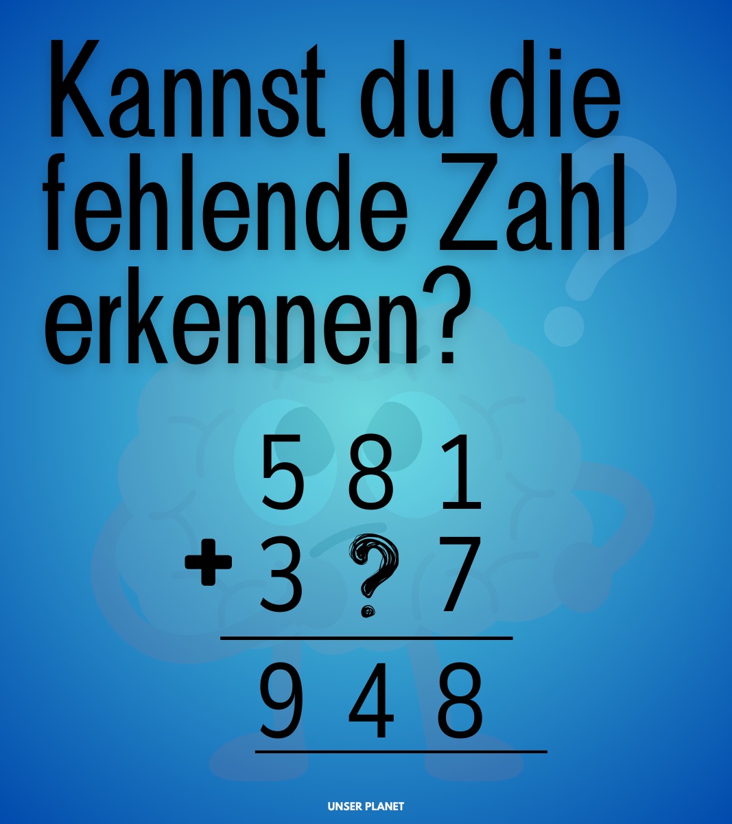 Unser - KOPFNUSS: Kannst du die fehlende Zahl herausfinden? #Kopfnuss # ...