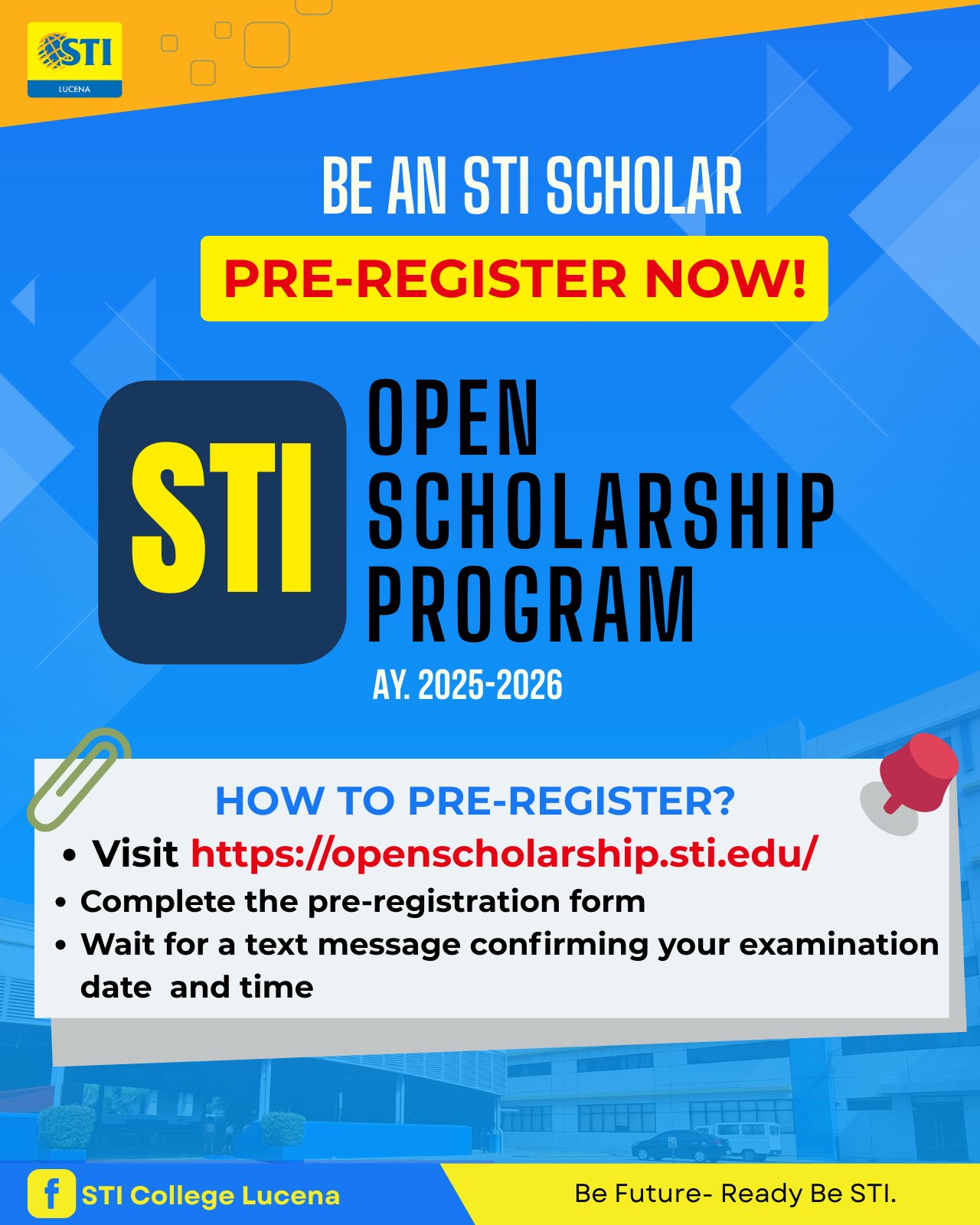 STI - STI Open Scholarship Pre-Registration for incoming Grade 11 and ...