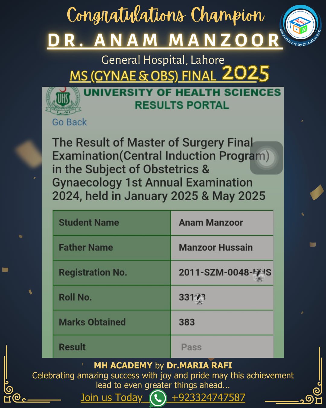 Dr Maria - 🎉 MH Academy by Dr. Maria Rafi congratulates... | Facebook
