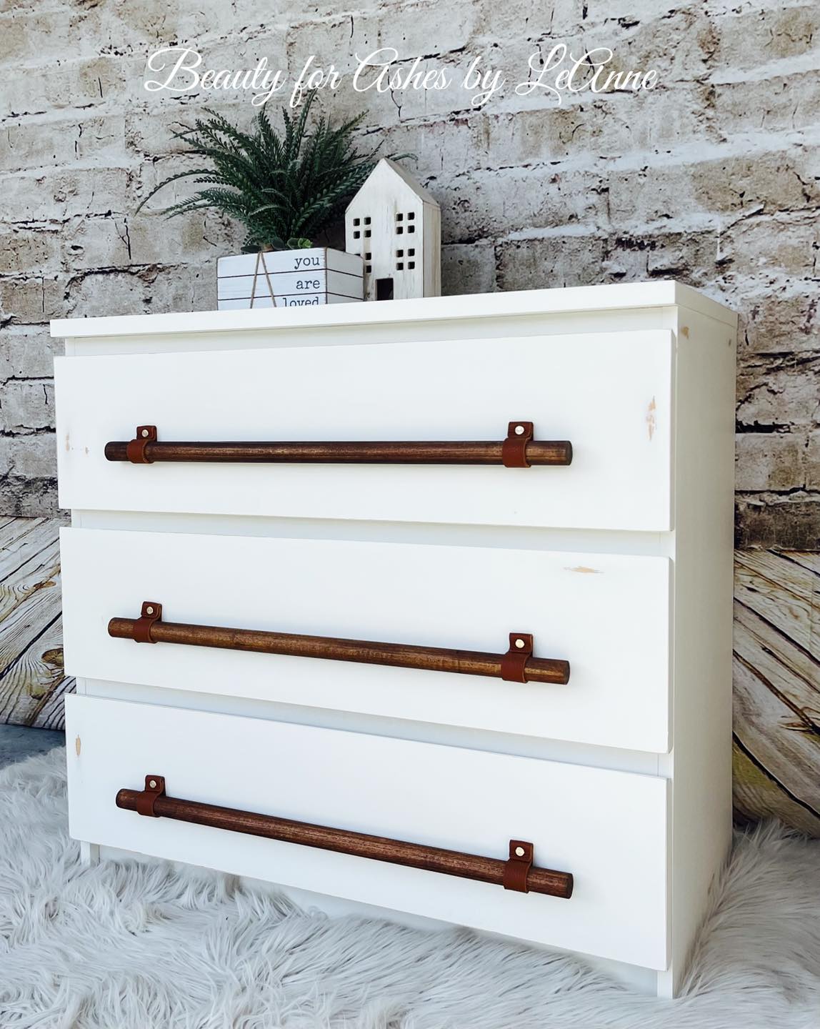 ikea dresser with leather pulls Refurbished farmhouse style leather drawer pulls
