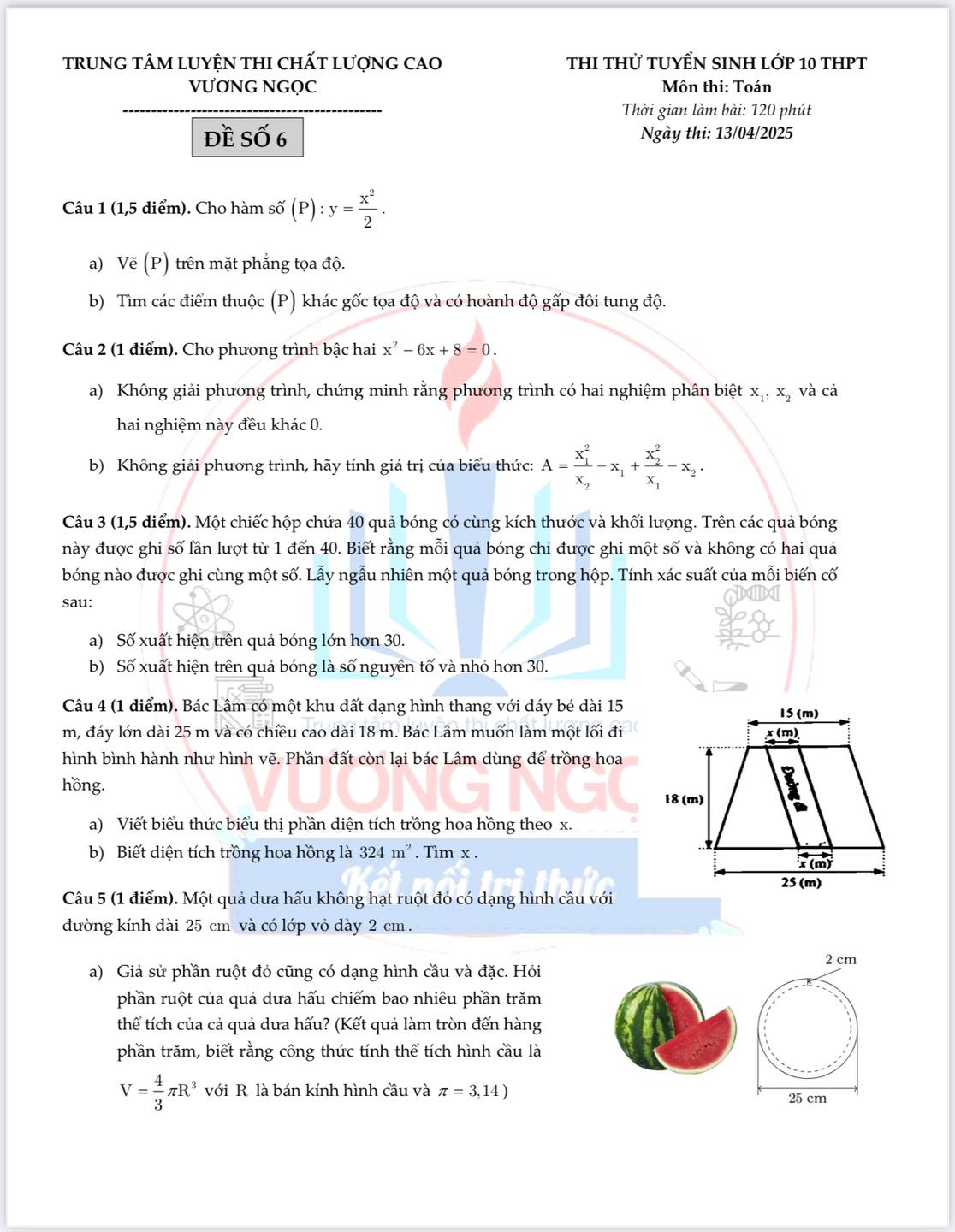 🔥🔥 ĐỀ THI THỬ... - VMath - Luyện thi Toán từ lớp 6 đến 12 | Facebook