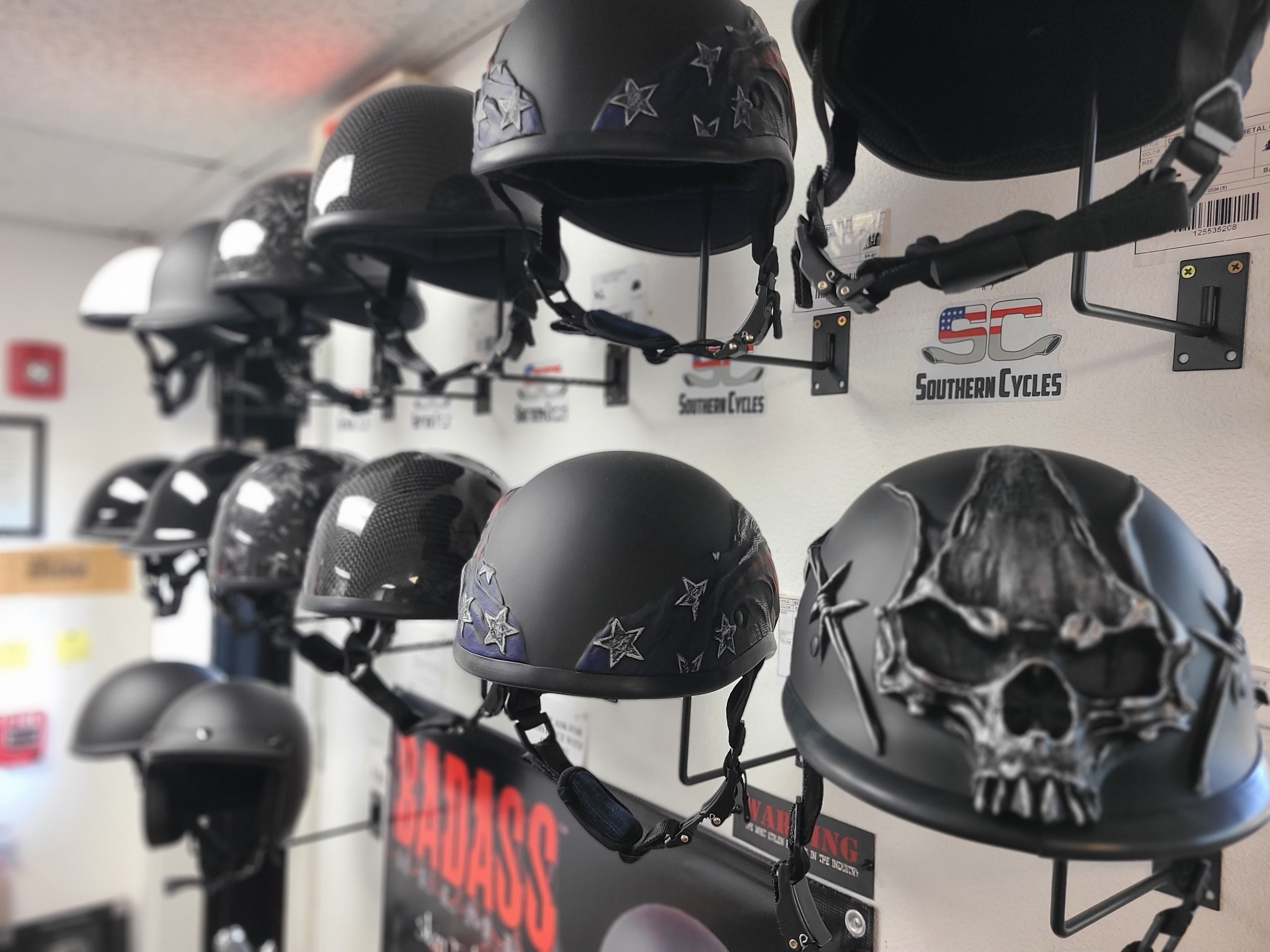 bad ass bike helmets BADASS Trooper Smallest DOT Certified Motorcycle Helmet  Route 32 Riding Gear Carbon Air - BADASS -