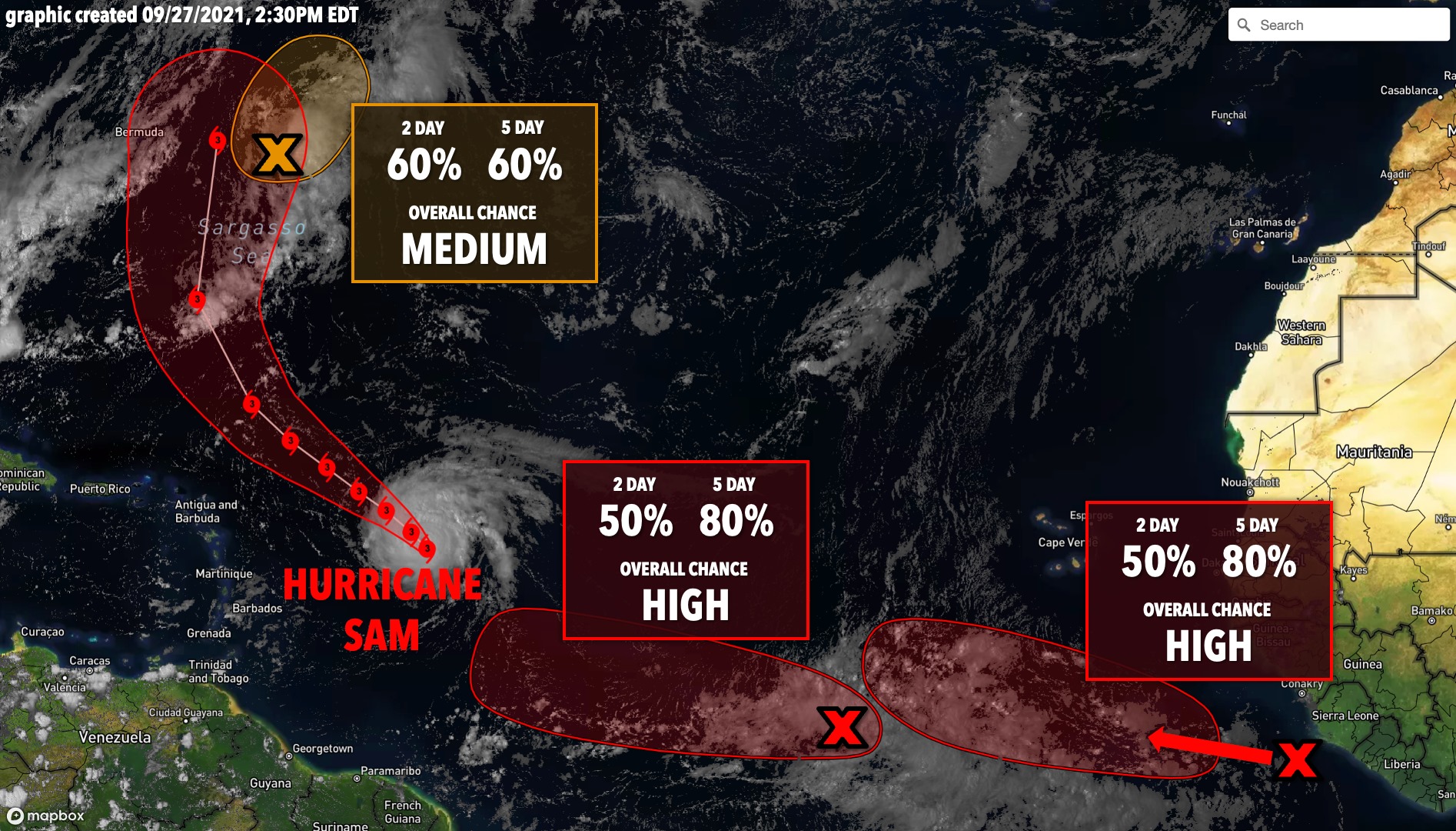 RadarOmega - In addition to Hurricane #Sam, NHC is monitoring 3 areas ...