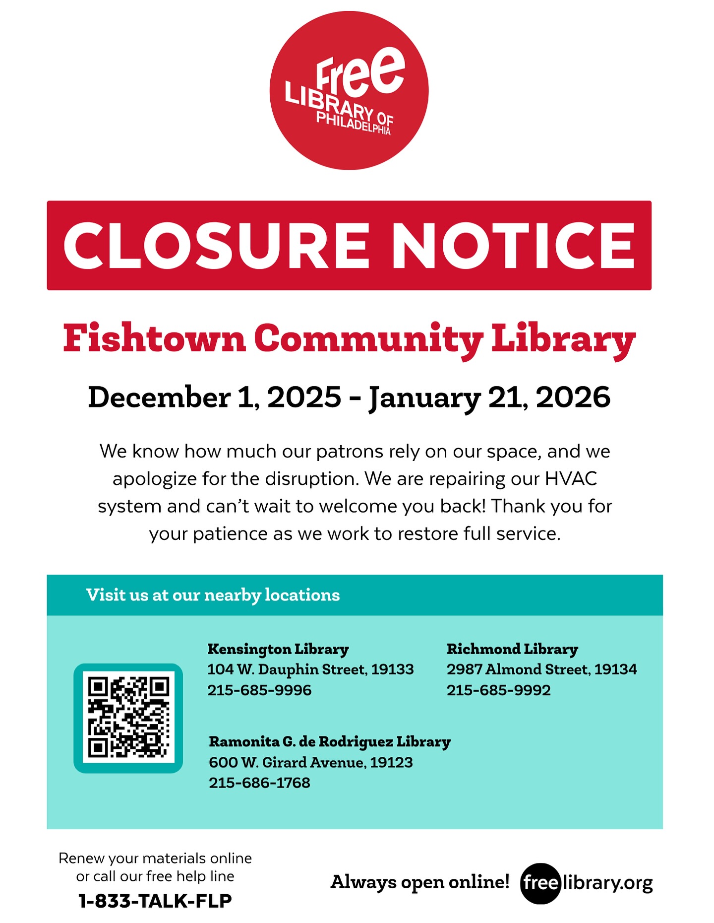 Fishtown Community Library, Free Library of Philadelphia